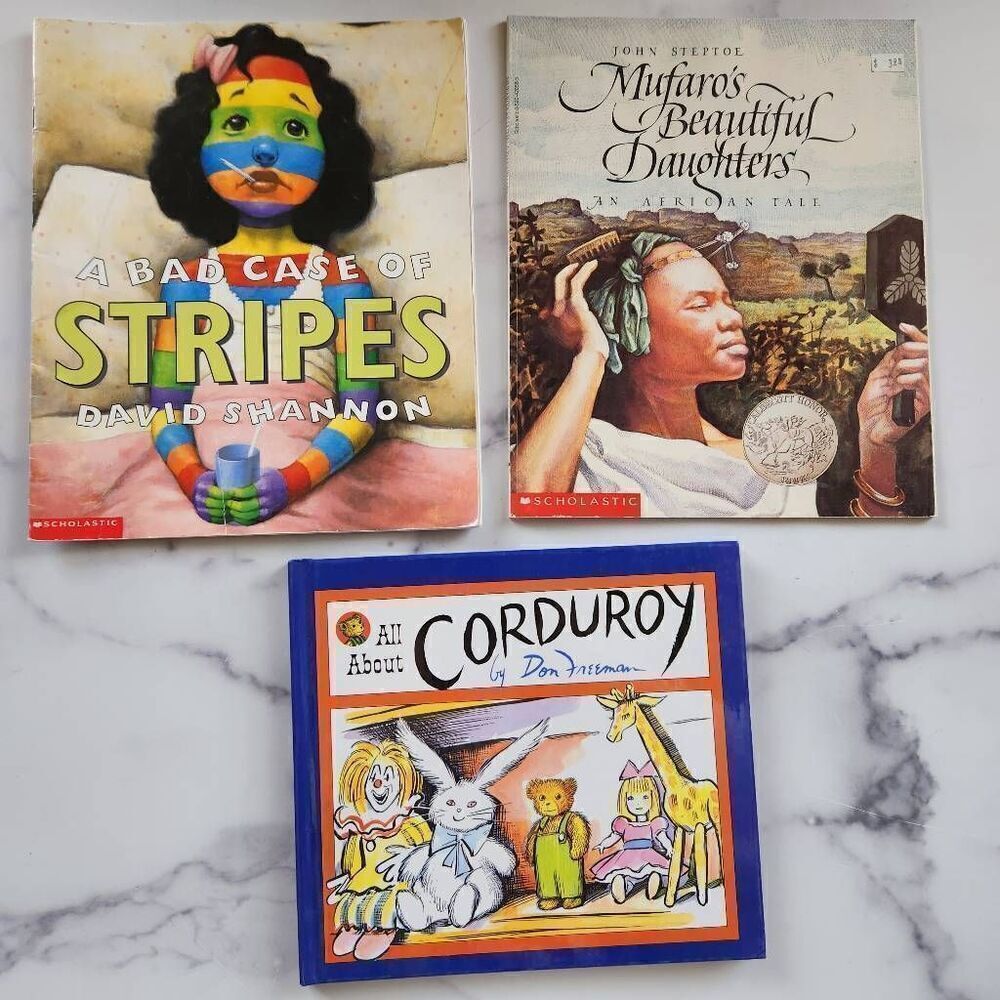 Corduroy Mufaros Beautiful Daughters Bad Case of Stripes children's book bundle